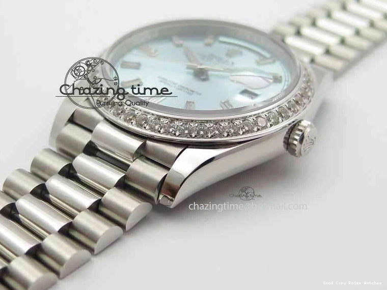 Best AAA Replica Sites 3699 BP Stylish SS Maker Best Ice SS On Bracelet Bezel Diamond ETA Day Blue 40mm Date Edition Dial 1228